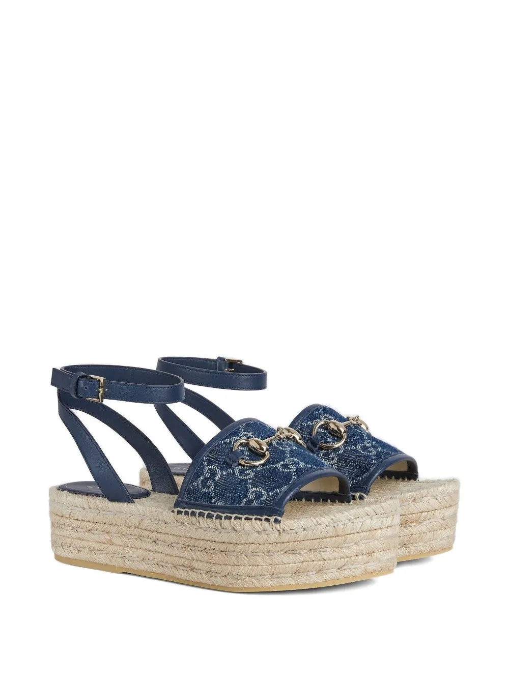 Gucci 45 mm denim sandalen met kenmerkend Horsebit-detail Blauw