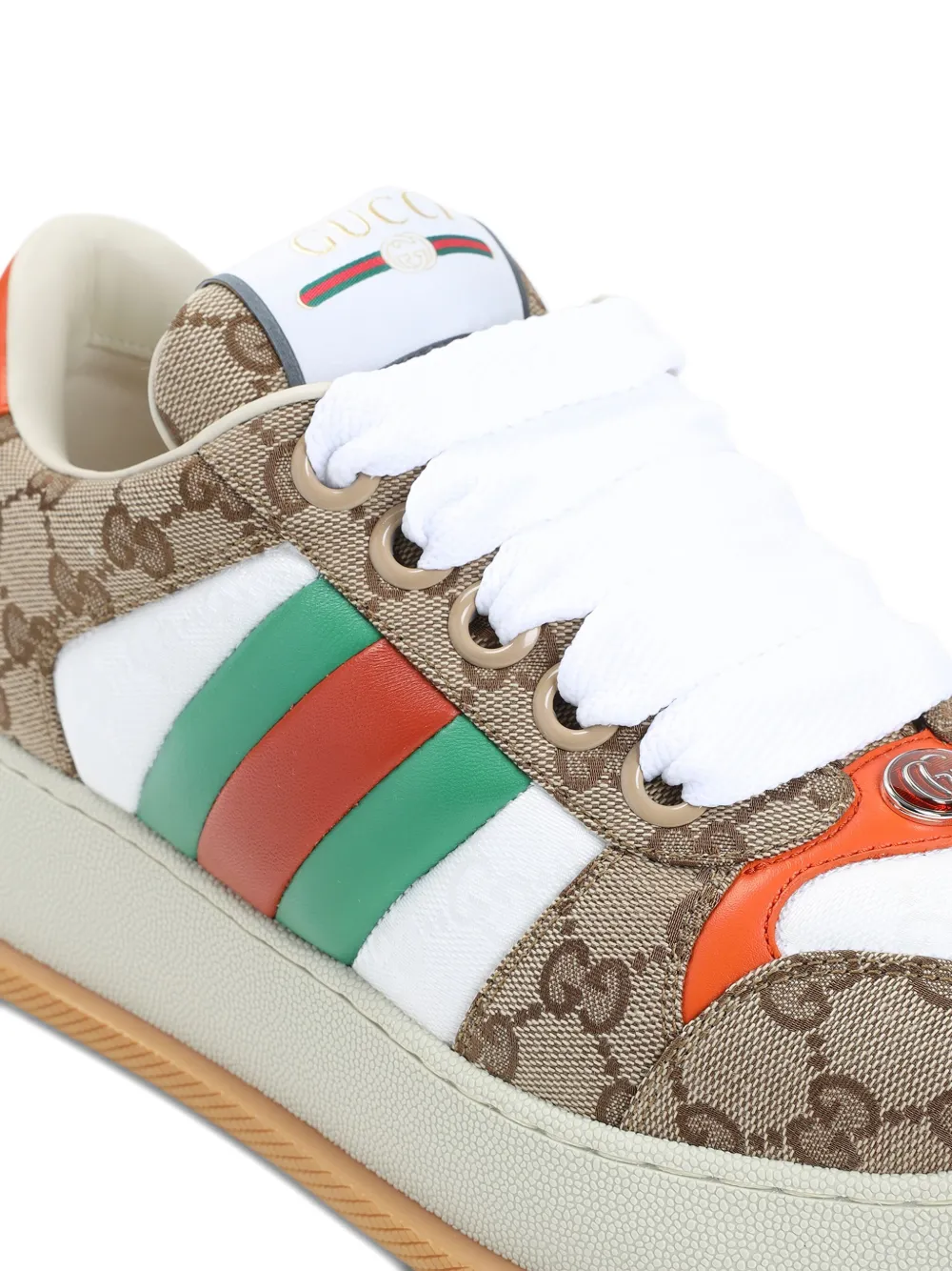 Gucci GG Supreme canvas sneakers met streepdetail Beige