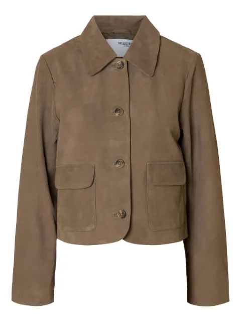 Selected Femme button-fastening leather jacket