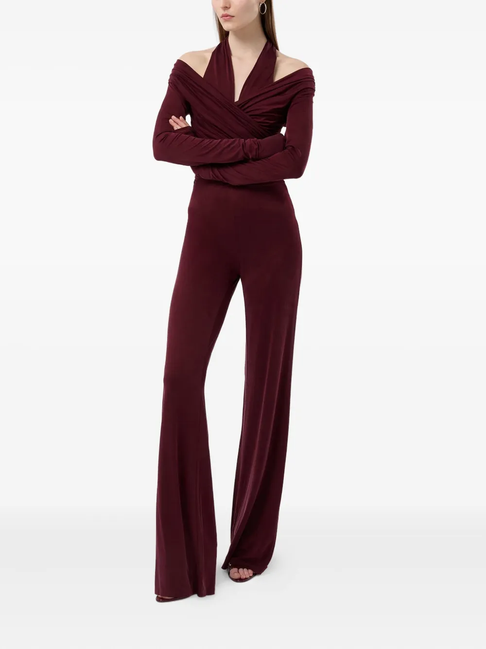 THE ANDAMANE Yvonee draped halterneck jumpsuit - Rood