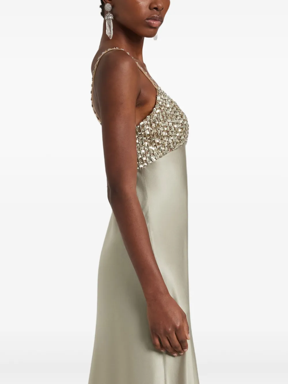 Ermanno Scervino Maxi-jurk verfraaid met pailletten Beige