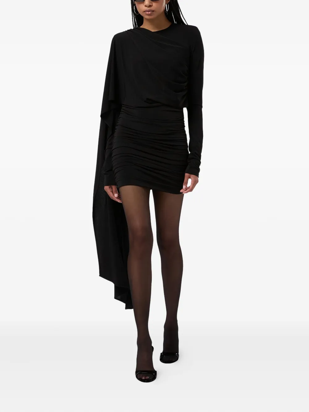 THE ANDAMANE Xenia draped ruched dress - Zwart