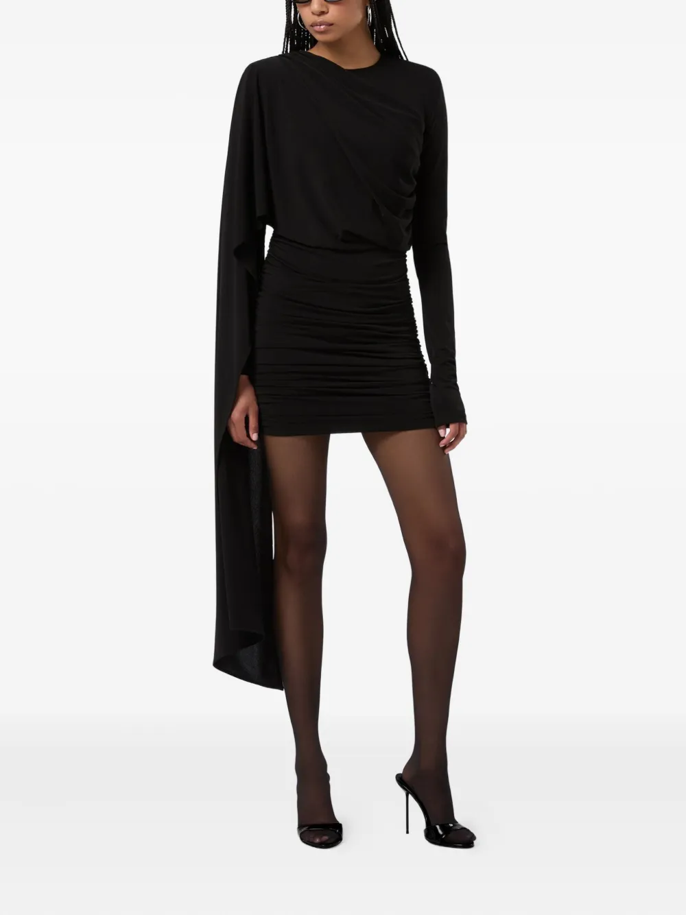 The Andamane Xenia Draped Ruched Dress In Black