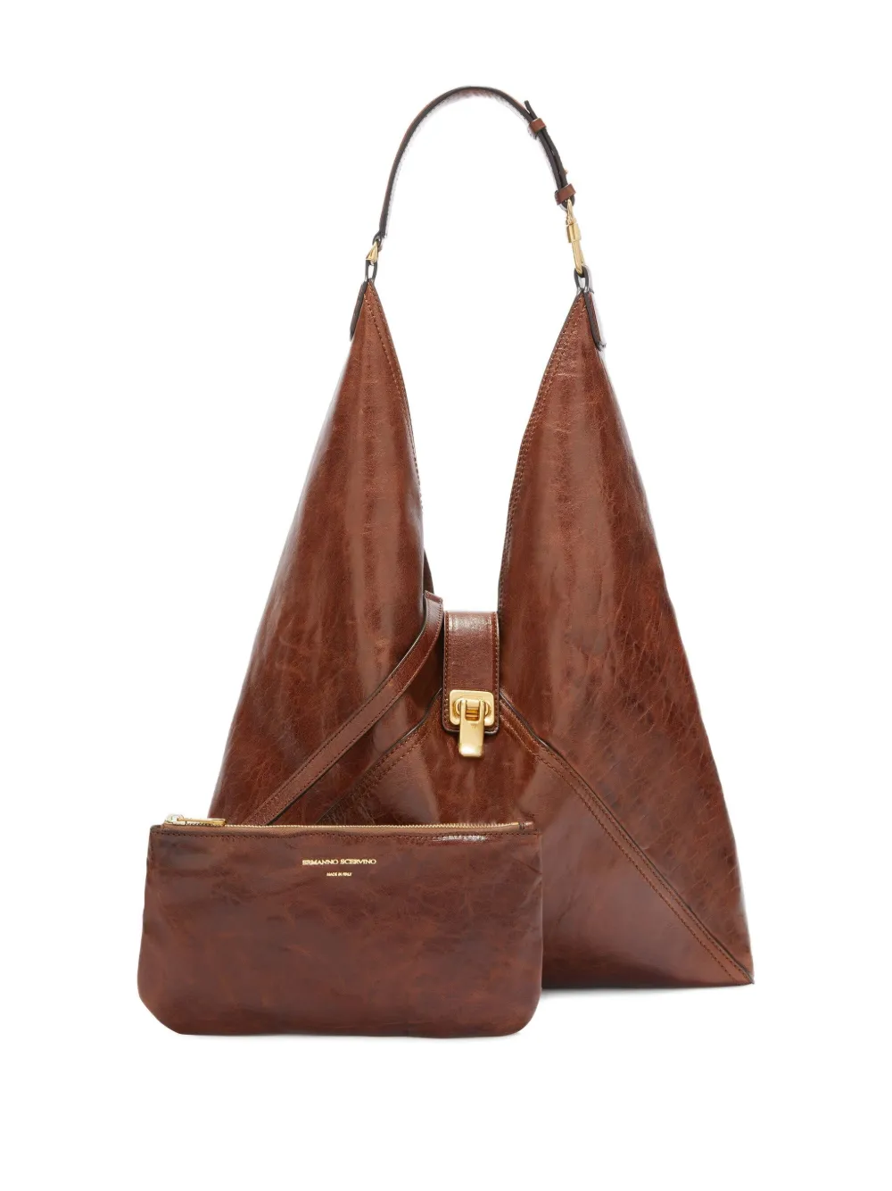 Ermanno Scervino Dudu grote clutch met gesp Bruin