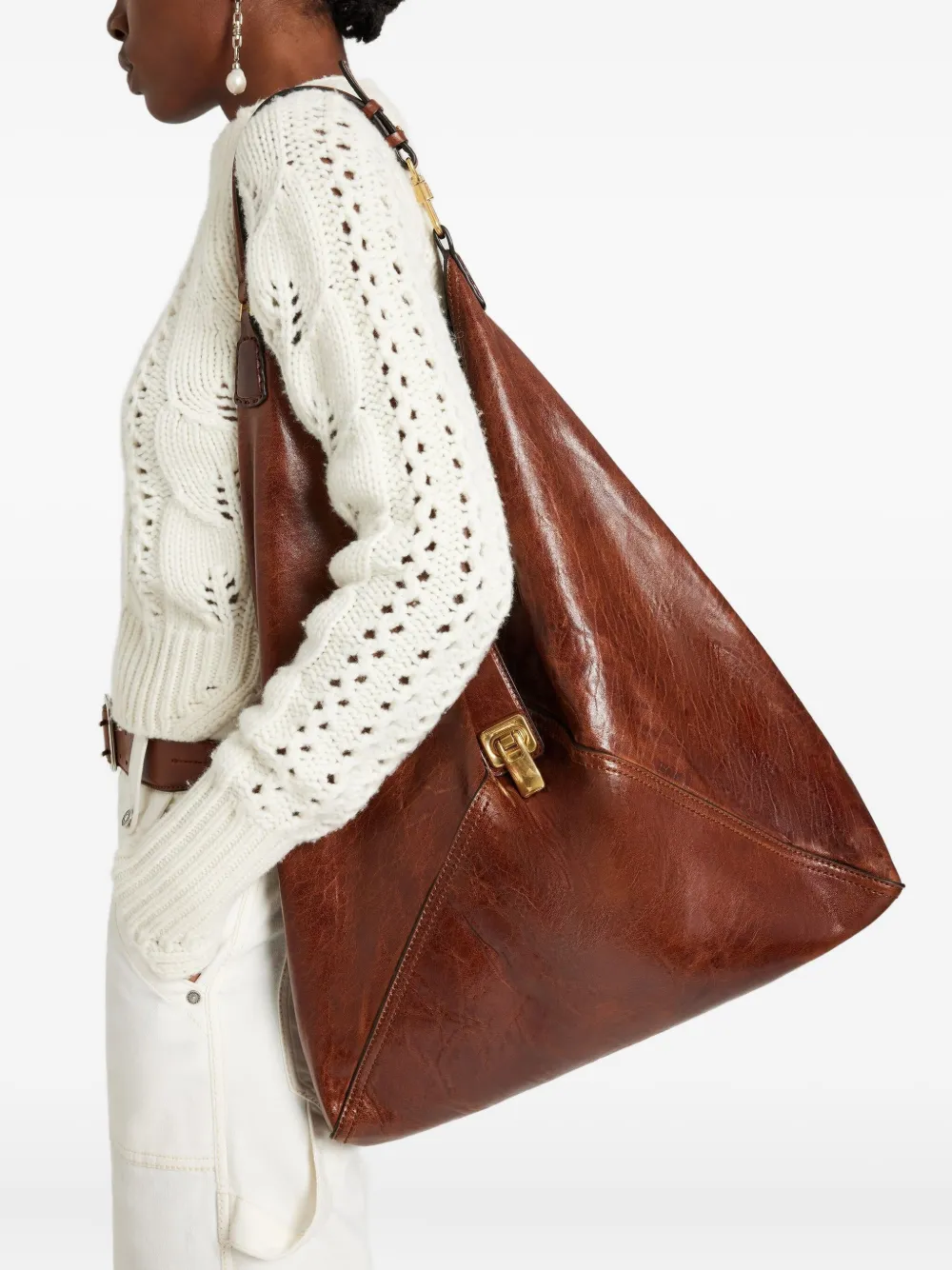 Ermanno Scervino large Dudu buckle clutch bag - Bruin