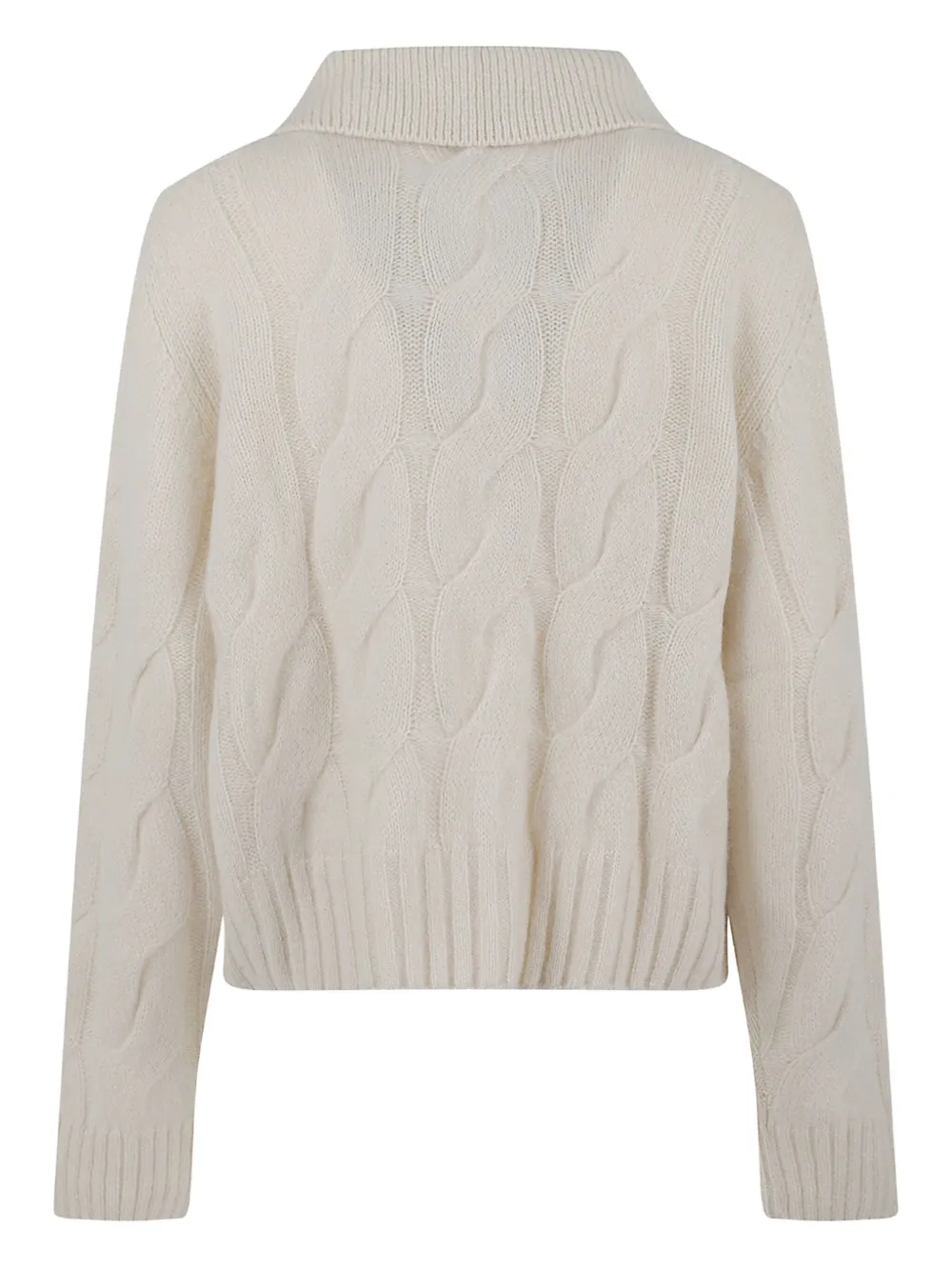 Allude Cable-knit Pocket Cardigan In White