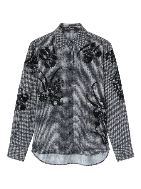 Ermanno Scervino camisa con motivo pied de poule y detalles florales