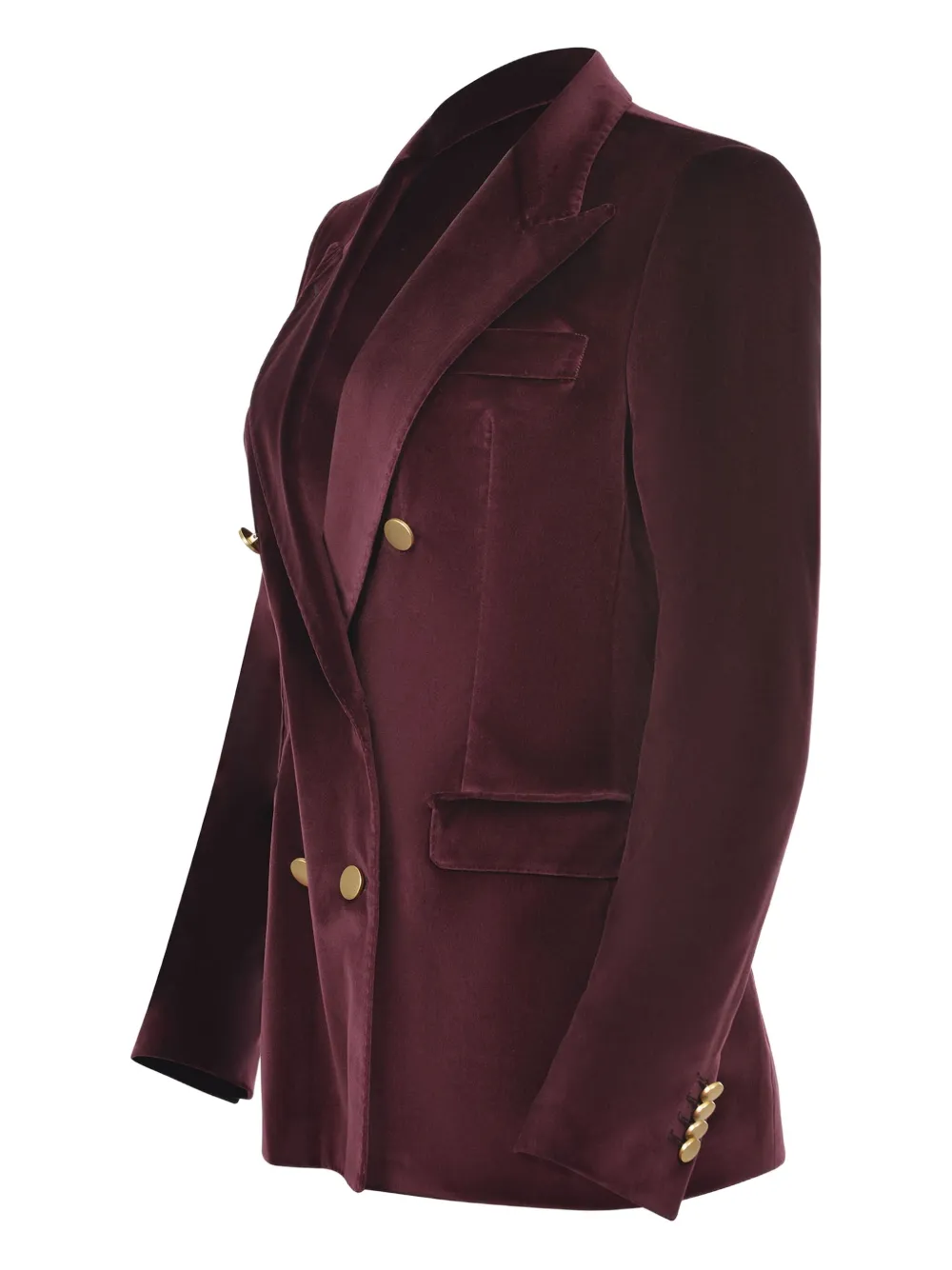 Tagliatore Double-breasted Velvet Jacket In Burgundy