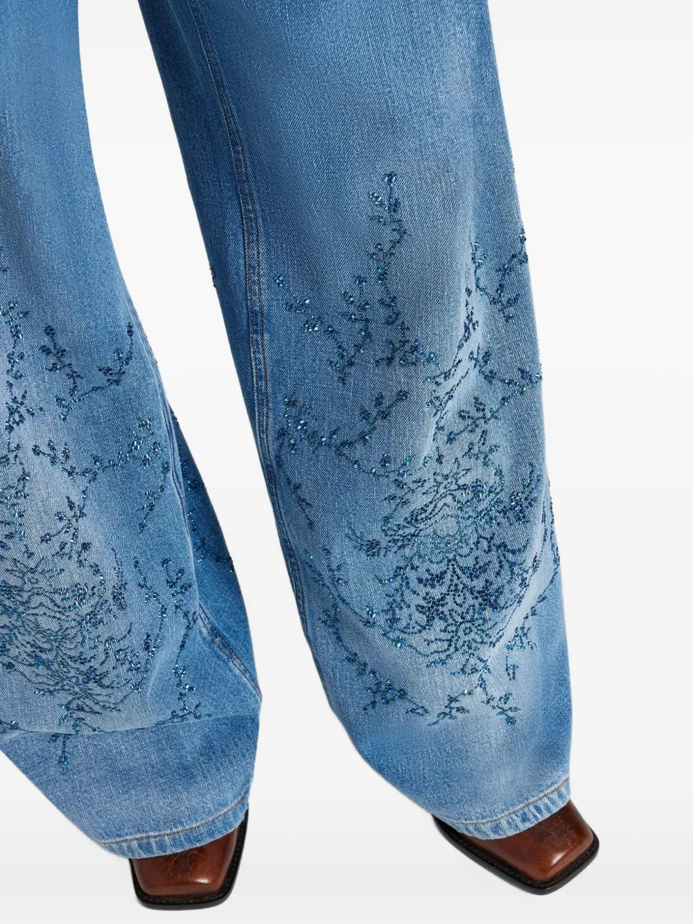 Ermanno Scervino Floral-embroidery Jeans In Blue
