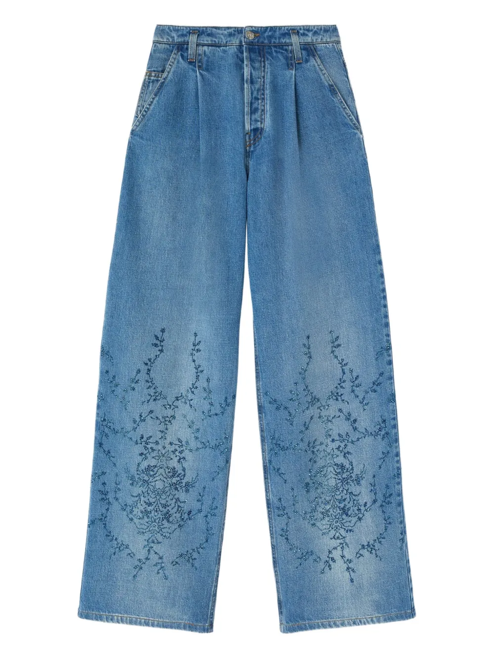 Ermanno Scervino Floral-embroidery Jeans In Blue