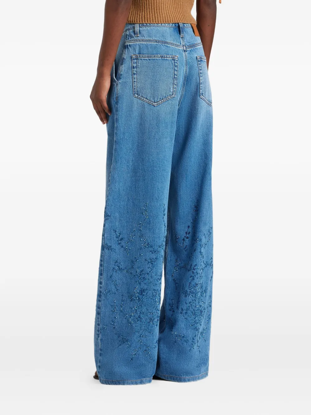 Ermanno Scervino Floral-embroidery Jeans In Blue