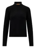 Elisabetta Franchi ribbed leather-trimmed turtleneck sweater - Black