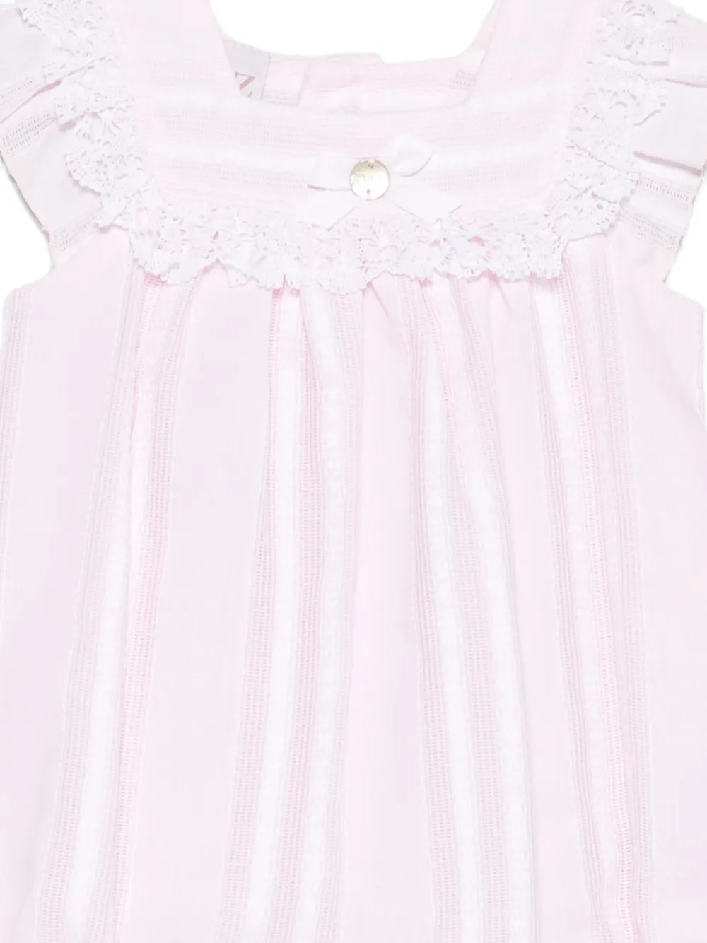 Paz Rodriguez Gestreepte jurk met kanten detail Roze