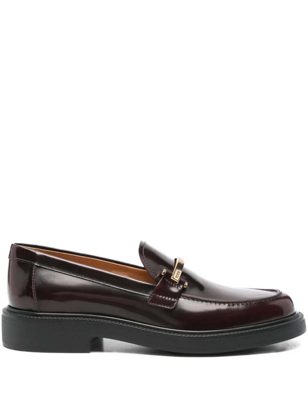 Tod's Leather Metallic-bar Loafers In Brown