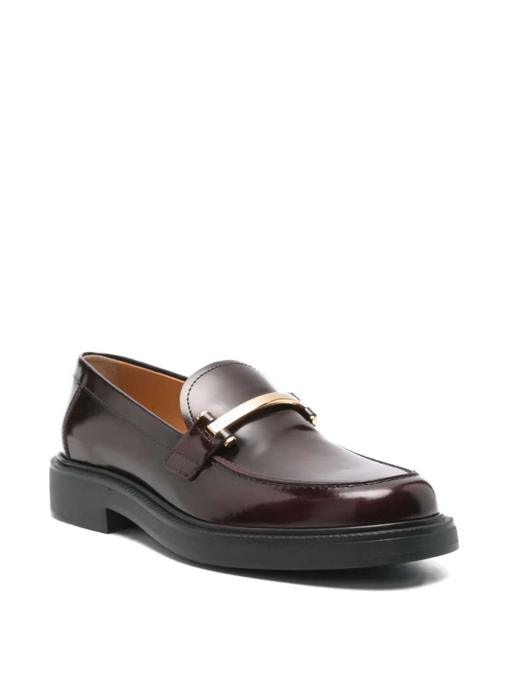 Tod's leather metallic-bar loafers Red