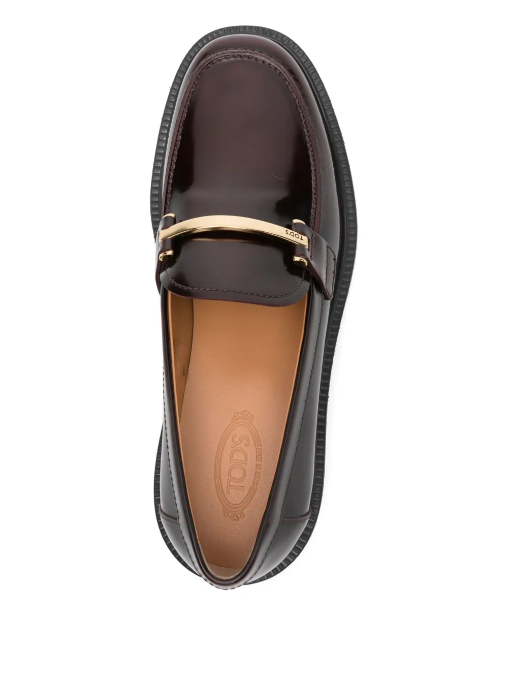 Tod's leather metallic-bar loafers Red