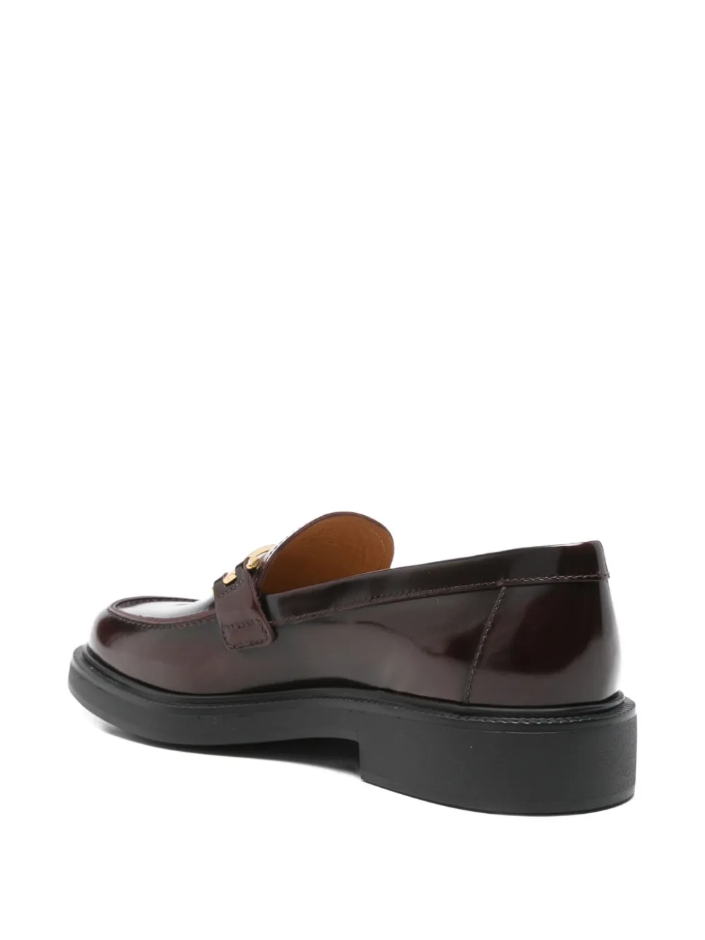 Tod's leather metallic-bar loafers Red
