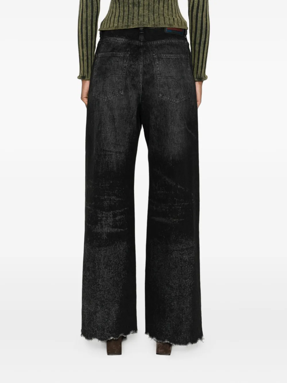 Diesel Jeans Wide Leg Effetto Consumanto In Black
