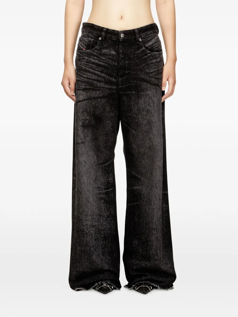 Diesel Jeans met franje afwerking Zwart