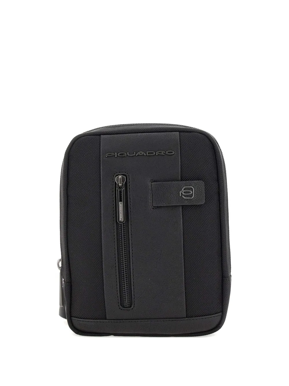 Piquadro Zip-fastening Embossed-logo Messenger Bag In Black