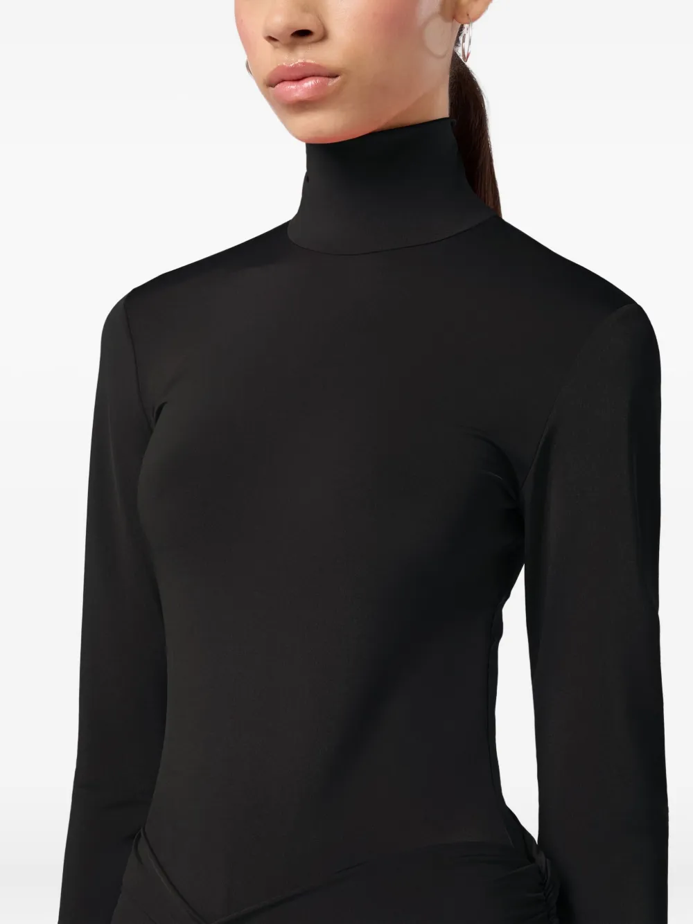 The Andamane Ziggy Draped Long-sleeve Bodysuit In Black