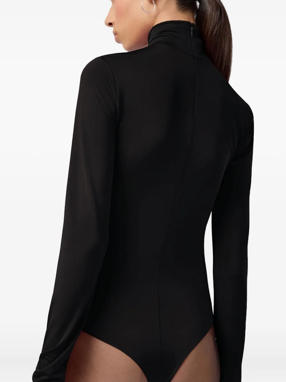 The Andamane Ziggy Draped Long-sleeve Bodysuit In Black