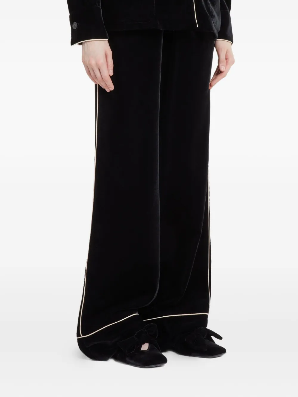 Ermanno Scervino Drawstring Piped Trousers In Black