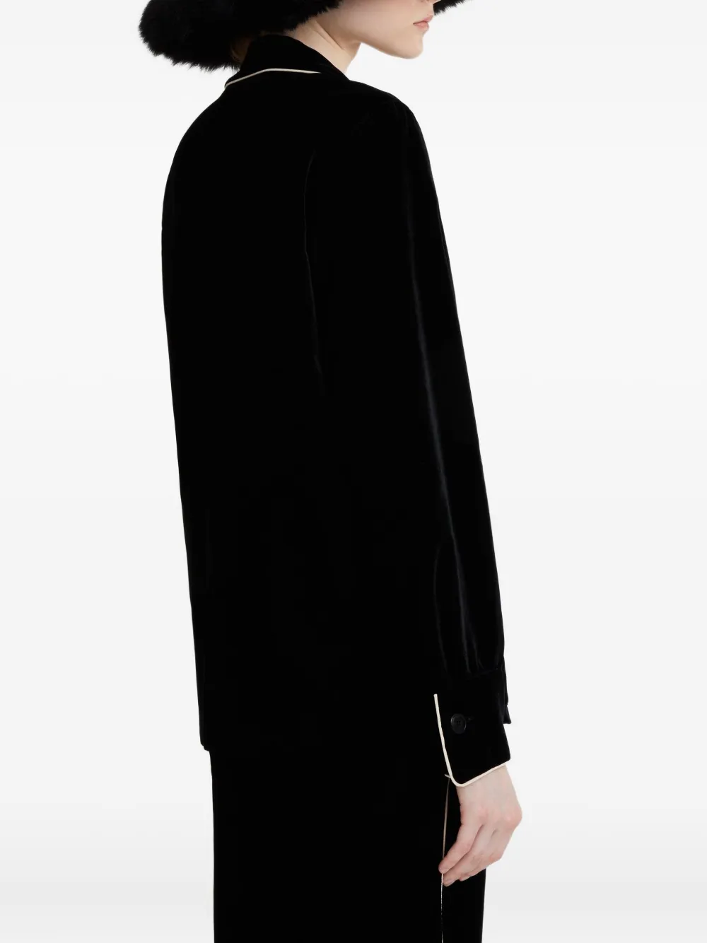 Ermanno Scervino Contrast-piping Velvet Shirt In Black