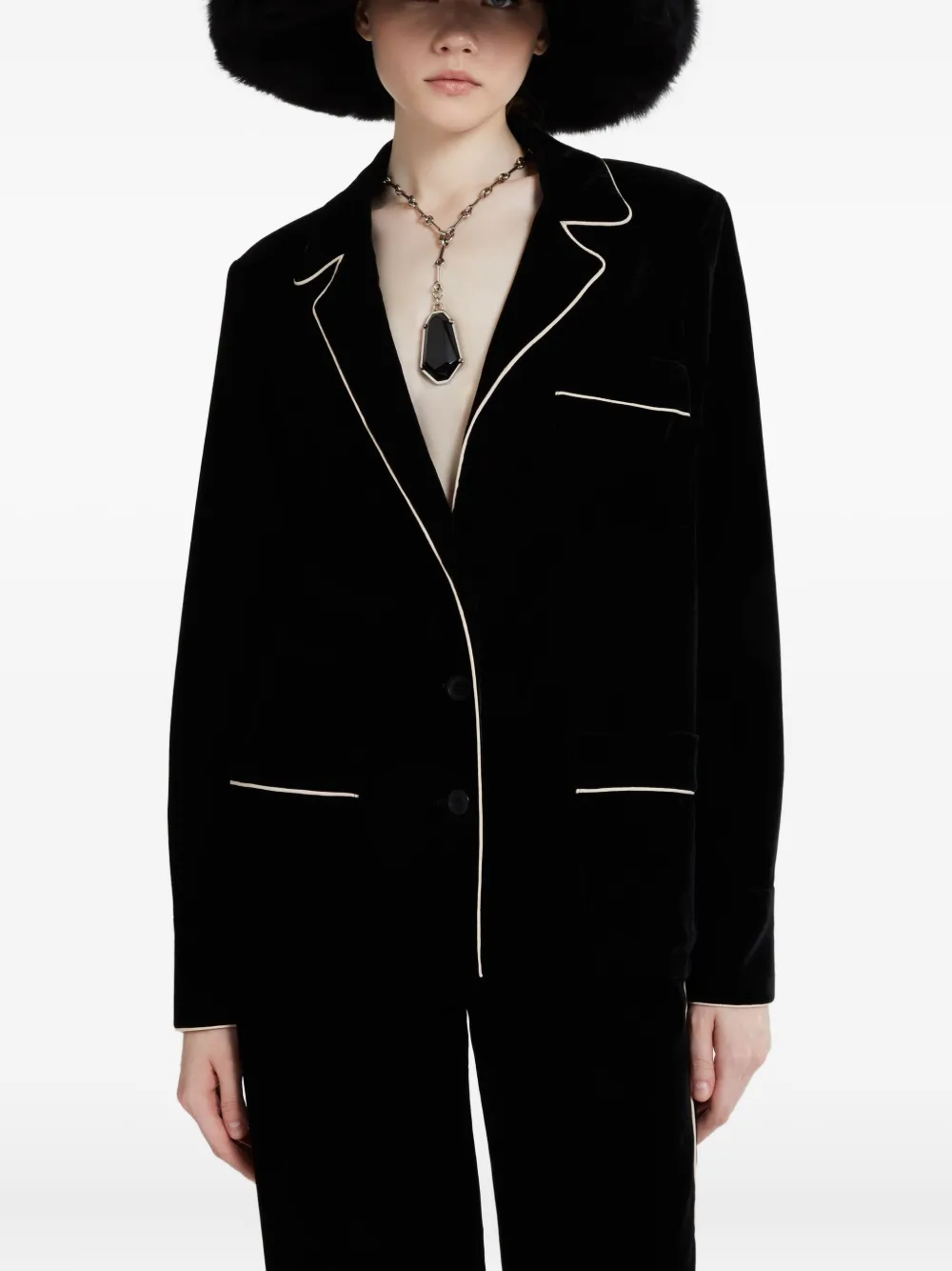 Ermanno Scervino Contrast-piping Velvet Shirt In Black