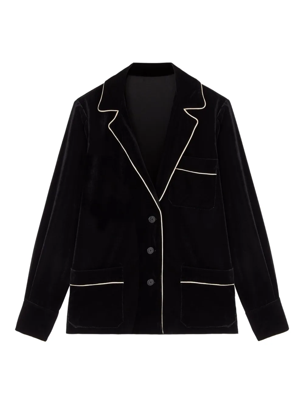 Ermanno Scervino Contrast-piping Velvet Shirt In Black