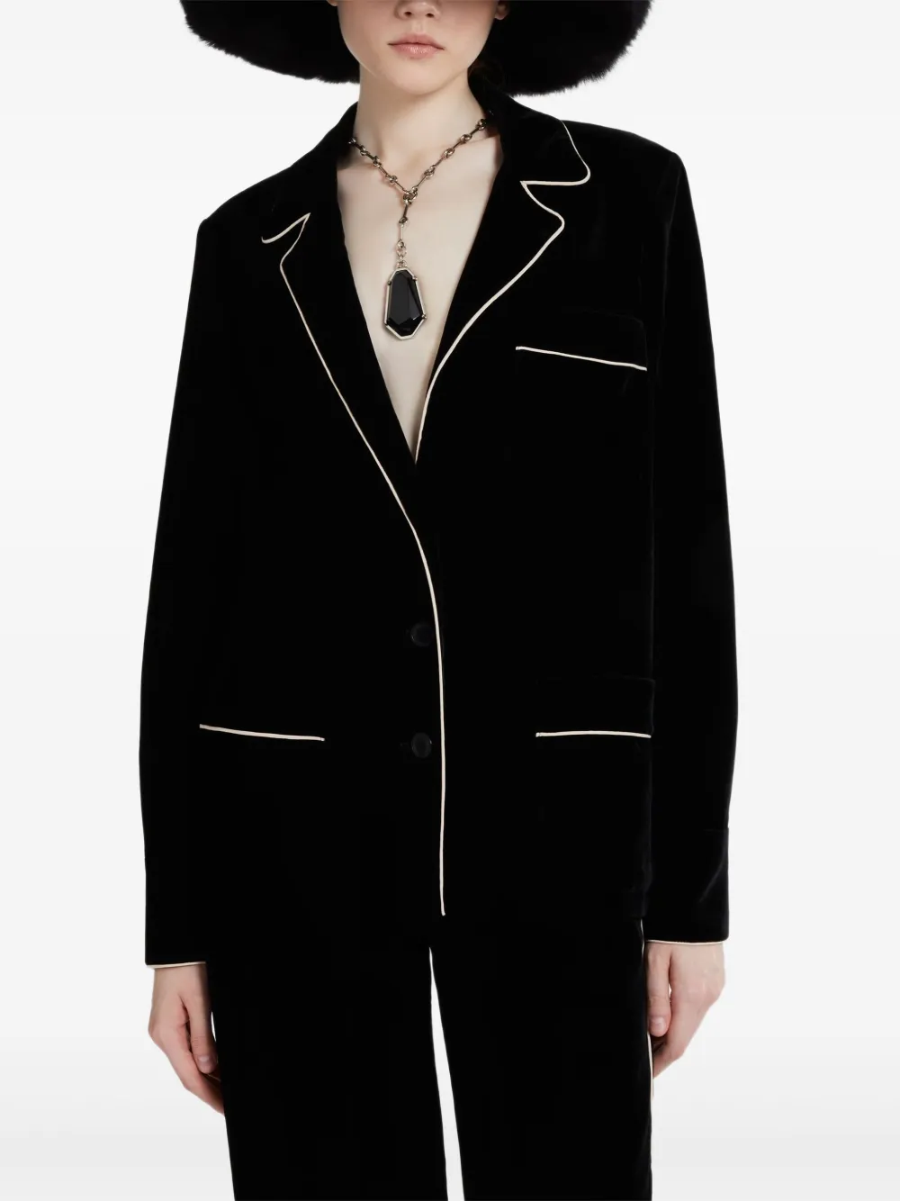 Ermanno Scervino Fluwelen blouse met contrasterende afwerking Zwart