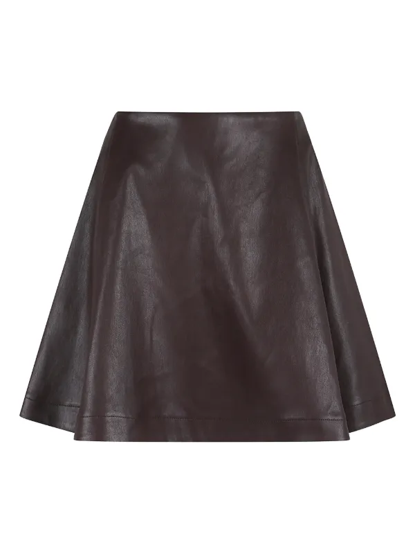 Stouls Pleated Leather Skirt in Purple