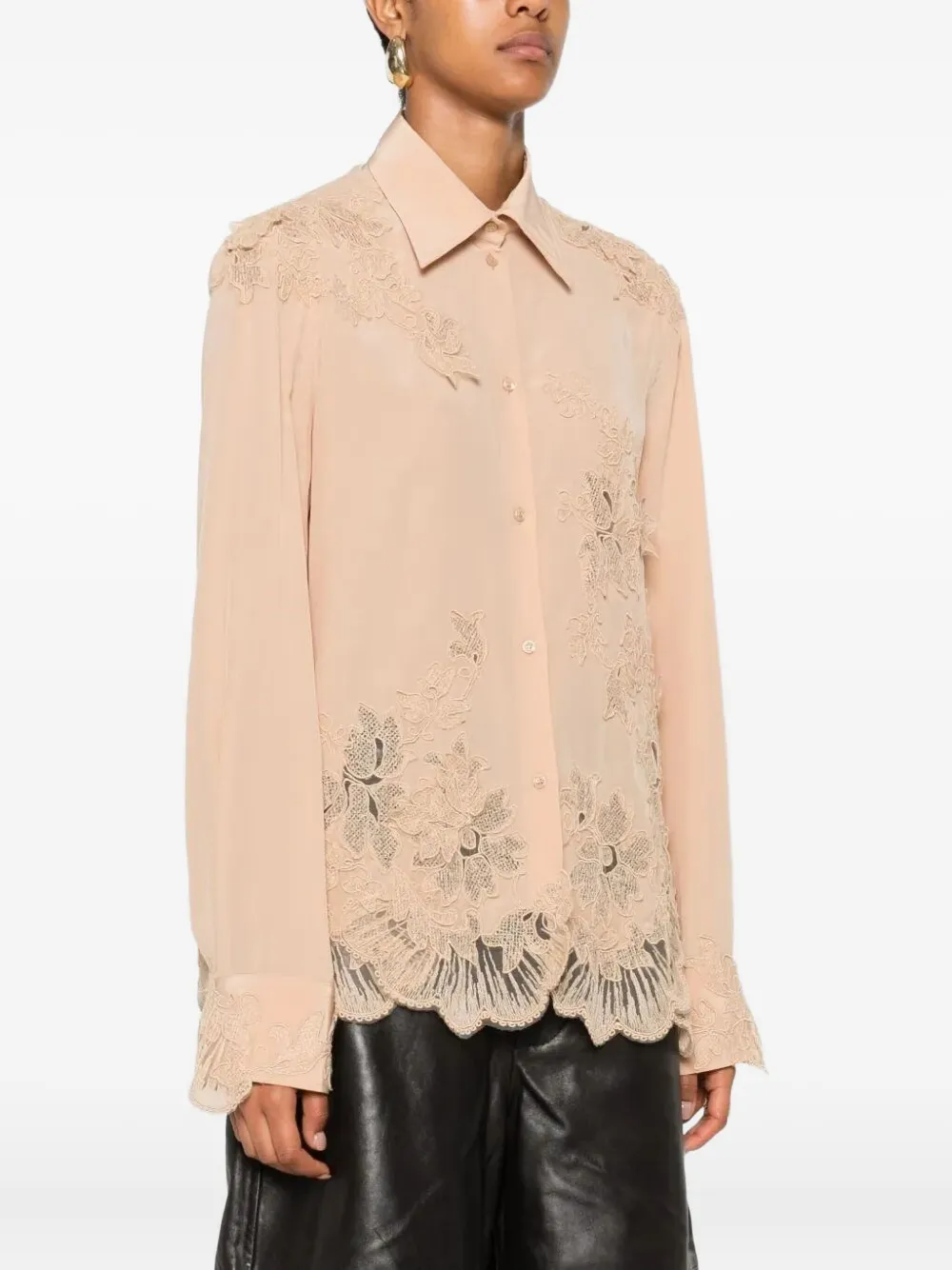 Ermanno Scervino Blouse van bloemenkant Beige