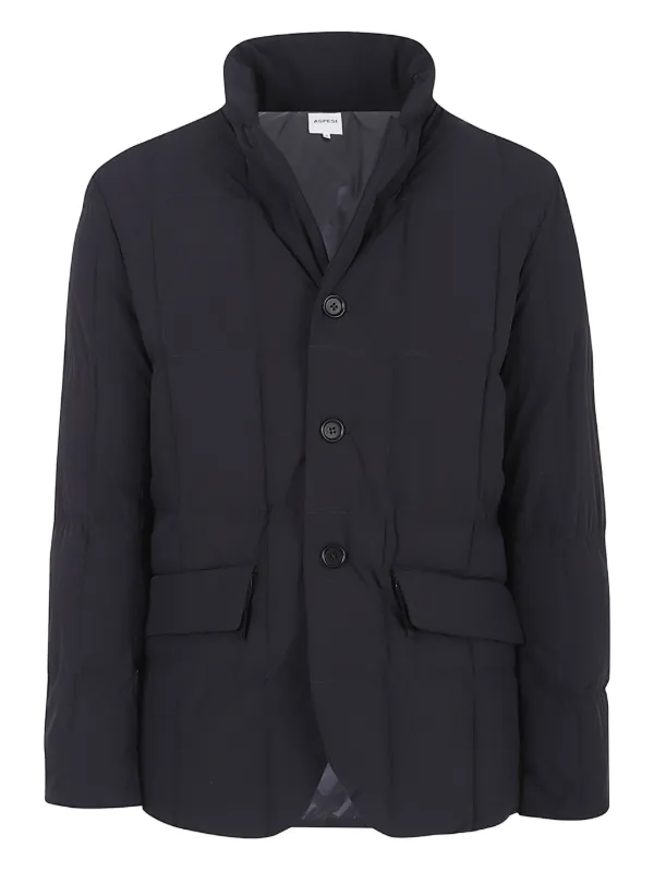 ASPESI Button Quilted Jacket in Blue