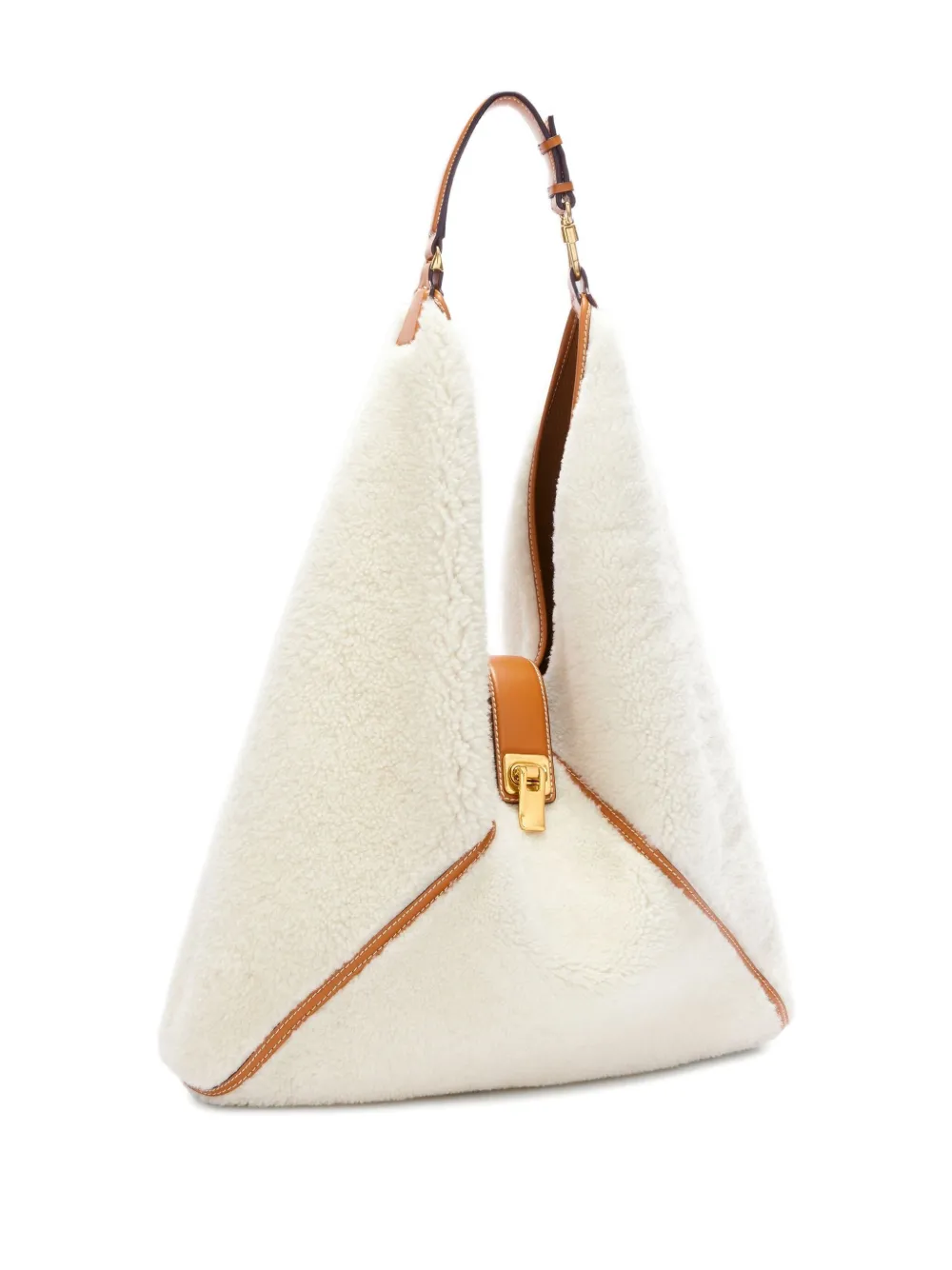 Ermanno Scervino Large Dudu Shearling Shoulder Bag In Neutral