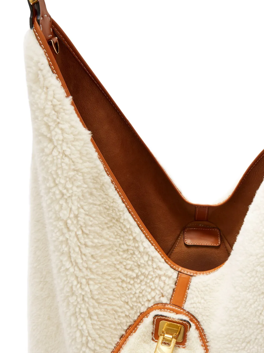 Ermanno Scervino Large Dudu Shearling Shoulder Bag In Neutral