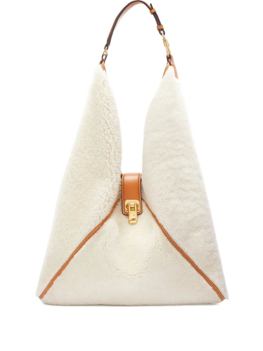 Ermanno Scervino Large Dudu Shearling Shoulder Bag In Neutral