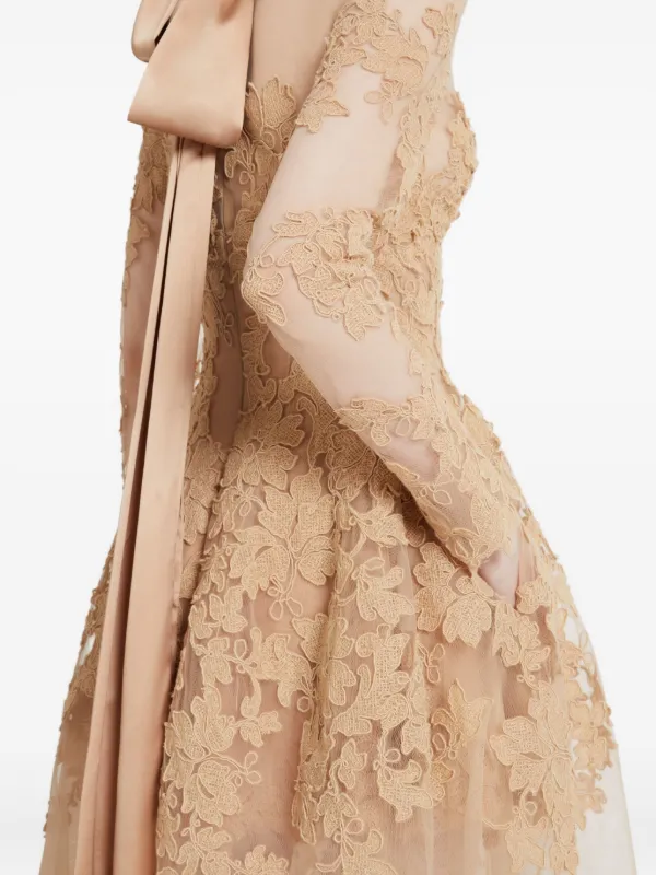 Ermanno Scervino floral-appliqu long-sleeve Maxi Dress | Neutrals |  FARFETCH