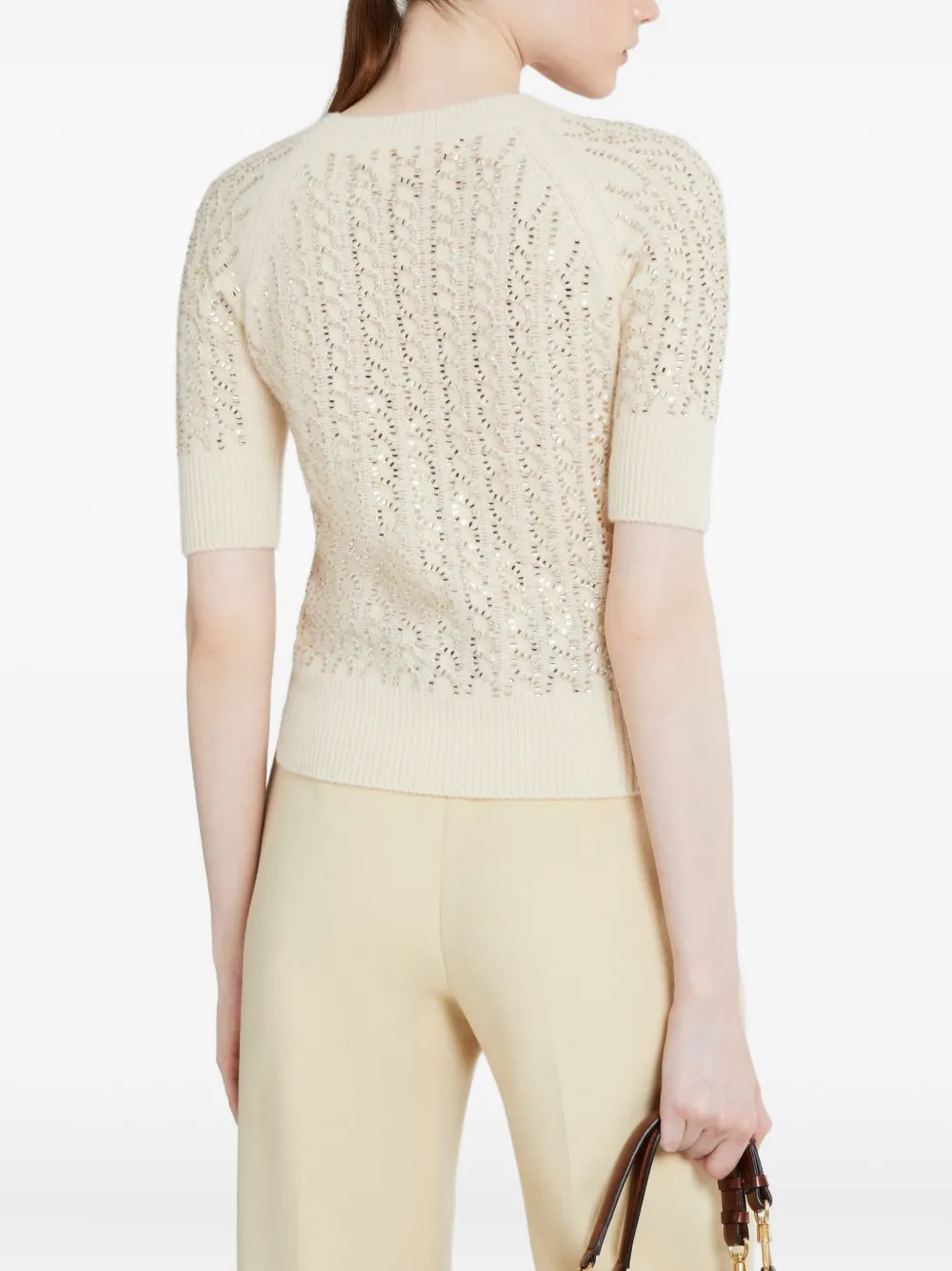 Ermanno Scervino Embellished Knitted Sweater In Neutral