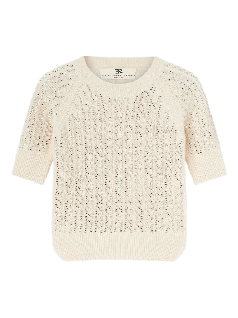 Ermanno Scervino Embellished Knitted Sweater In Neutral