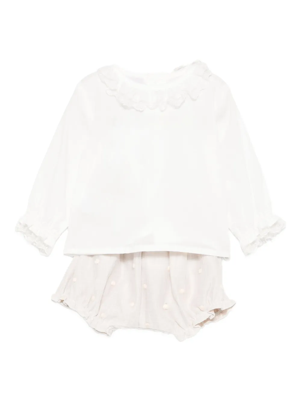 Paz Rodriguez ruffled-collar dress - Bianco