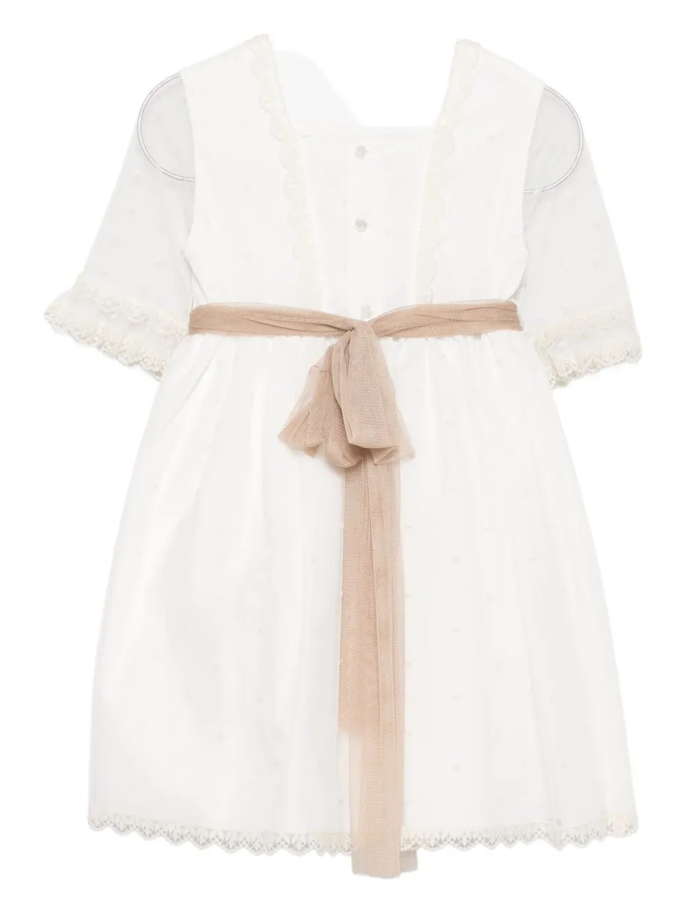Paz Rodriguez Belted Dress In White