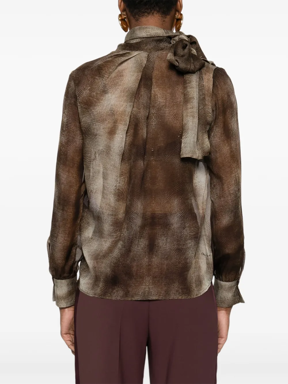 Elisabetta Franchi Tie-neck Silk Top In Brown