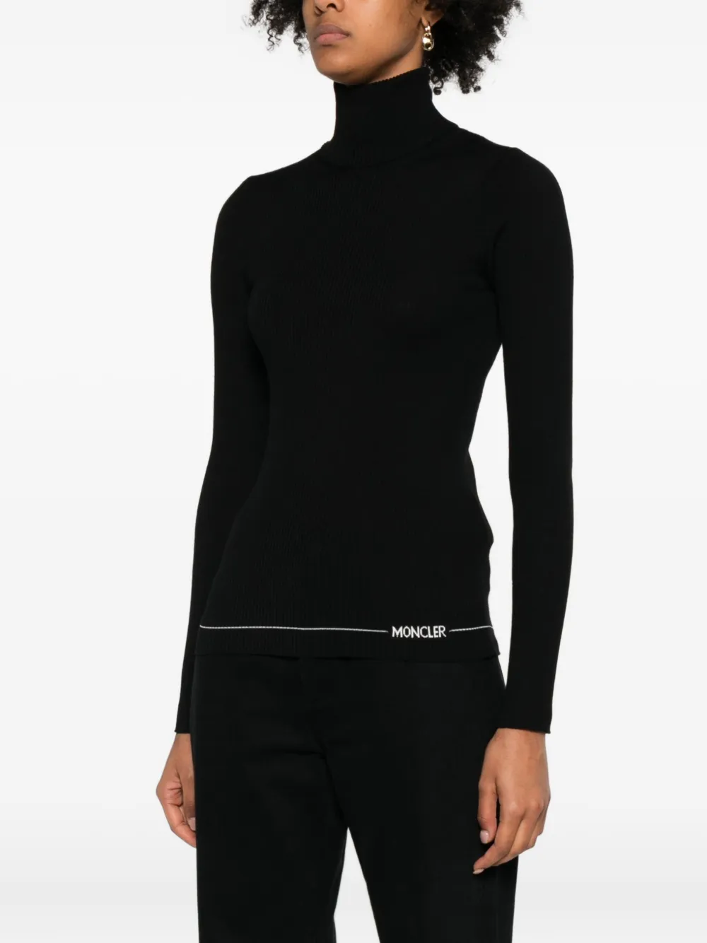 Moncler Ribbed Turtleneck Sweater In Black