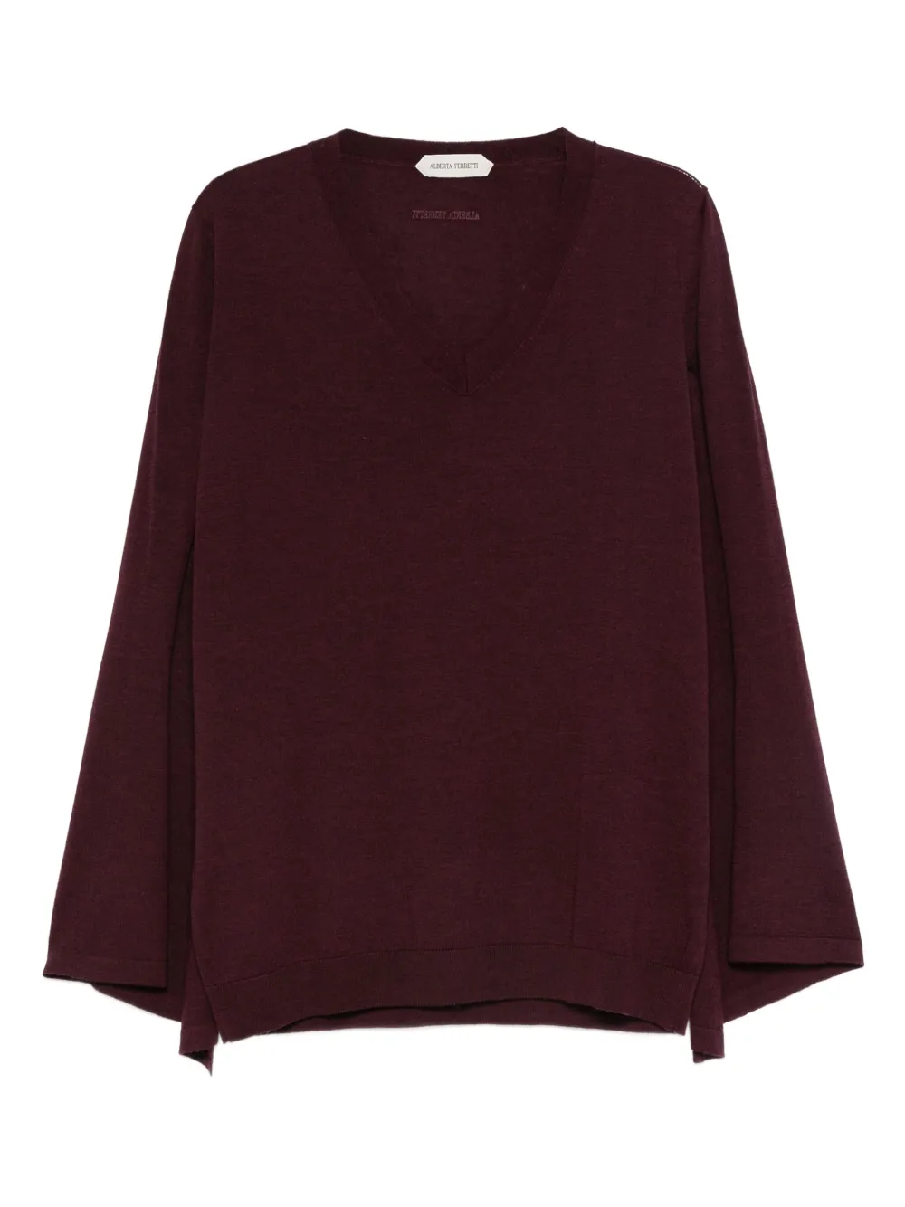 Alberta Ferretti V-neck Sweater In Burgundy