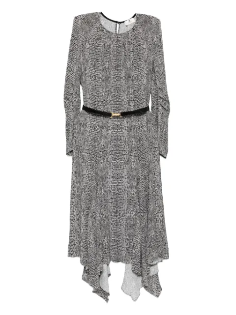 Elisabetta Franchi python-print belted asymmetric dress