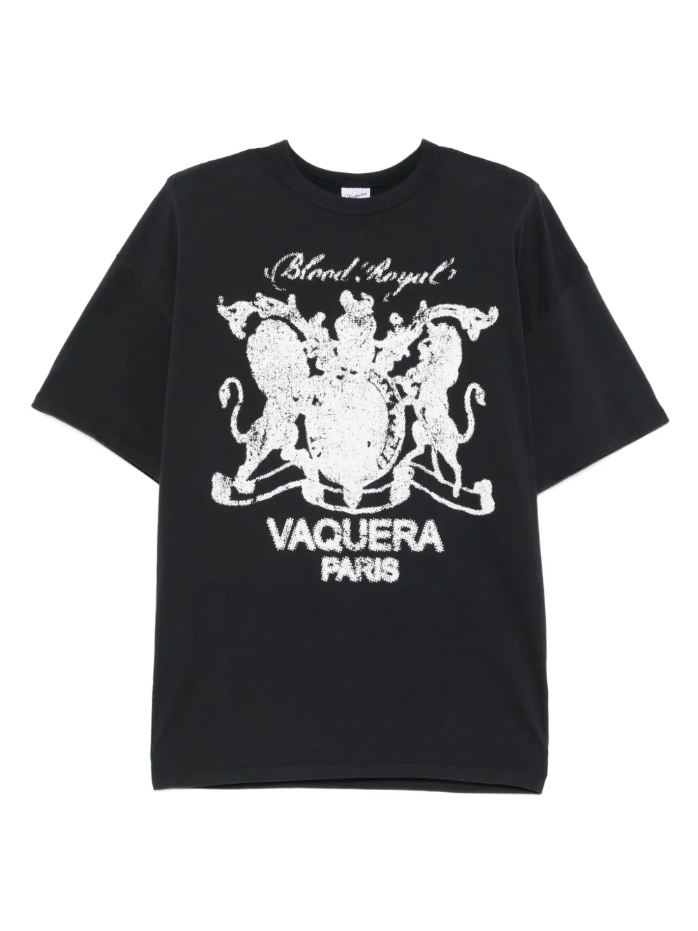 Vaquera camiseta de algodón con estampado gráfico | negro | Image 1