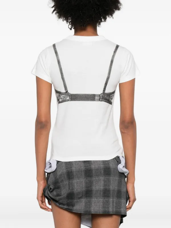 Vaquera Bra Trompe L'Oeil Cotton T-shirt | White | FARFETCH JO