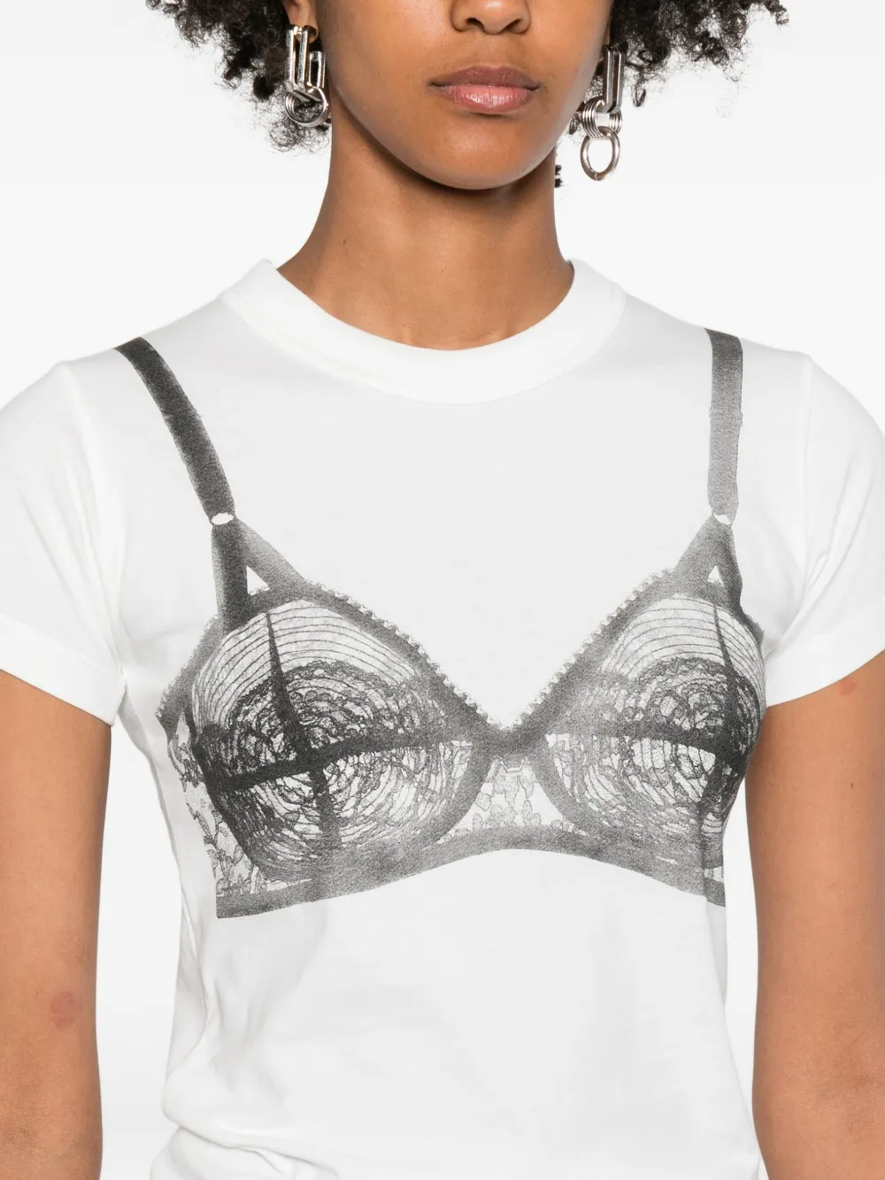 Vaquera Trompe L'oeil Bra Graphic T-shirt In White