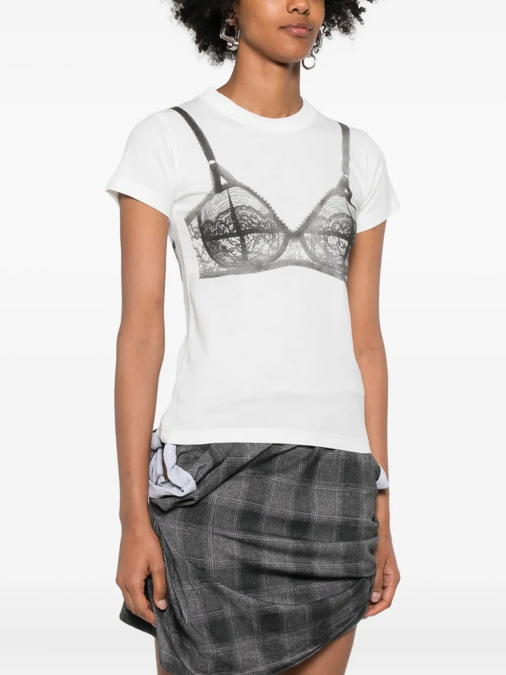 Vaquera Trompe L'oeil Bra Graphic T-shirt In White